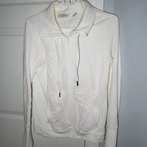 Simons white light zip-up sweater
